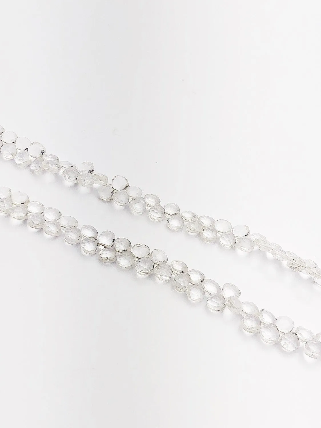 HALF OFF SALE - Quartz Crystal Flat Faceted Round Gemstone Beads, Full Strand, Semi Precious Gemstone, 8"