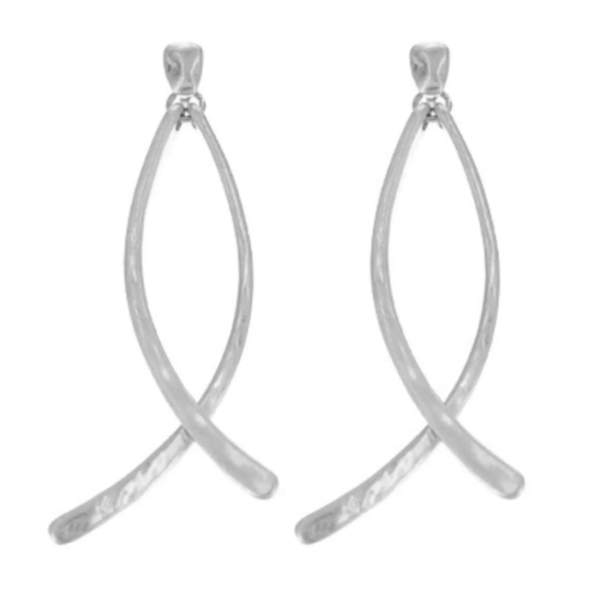 Hammered Double Curved Bar Earrings