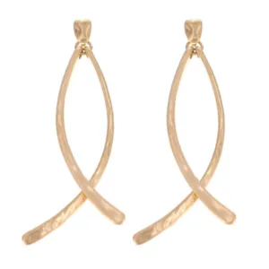 Hammered Double Curved Bar Earrings