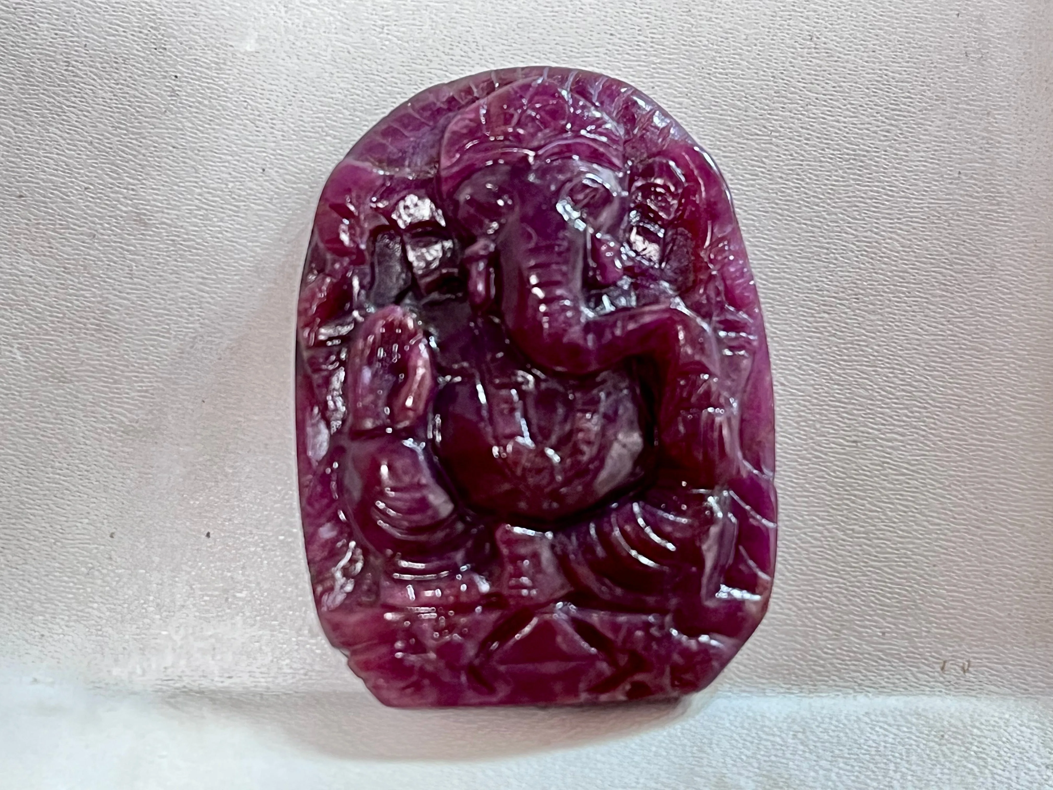 Hand-Carved Natural Ruby Ganesh Idol