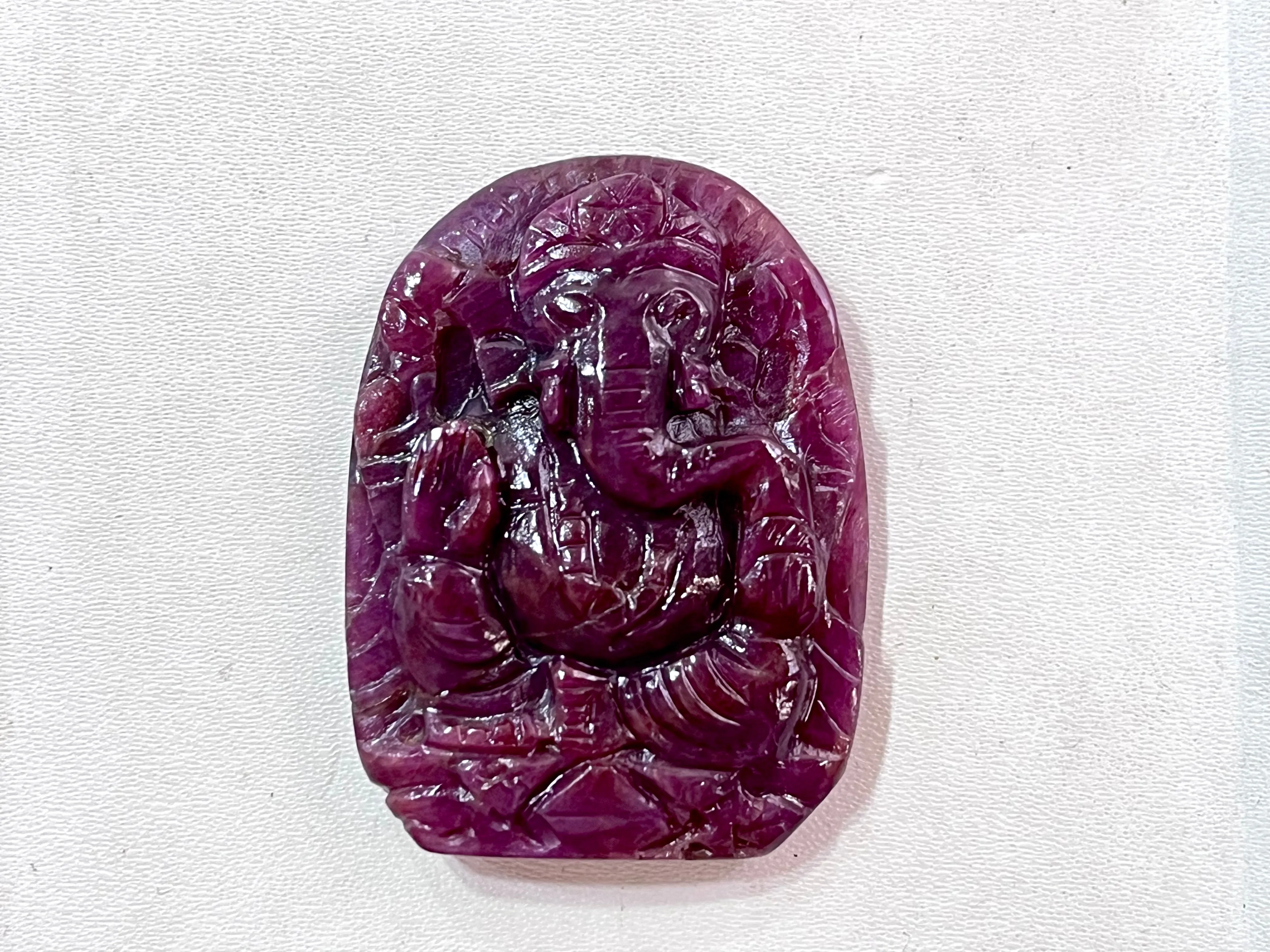 Hand-Carved Natural Ruby Ganesh Idol