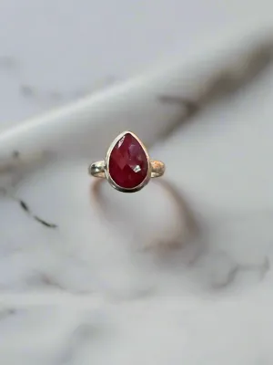 Hand Crafted Ruby Ring Set In Sterling Silver-Size 8