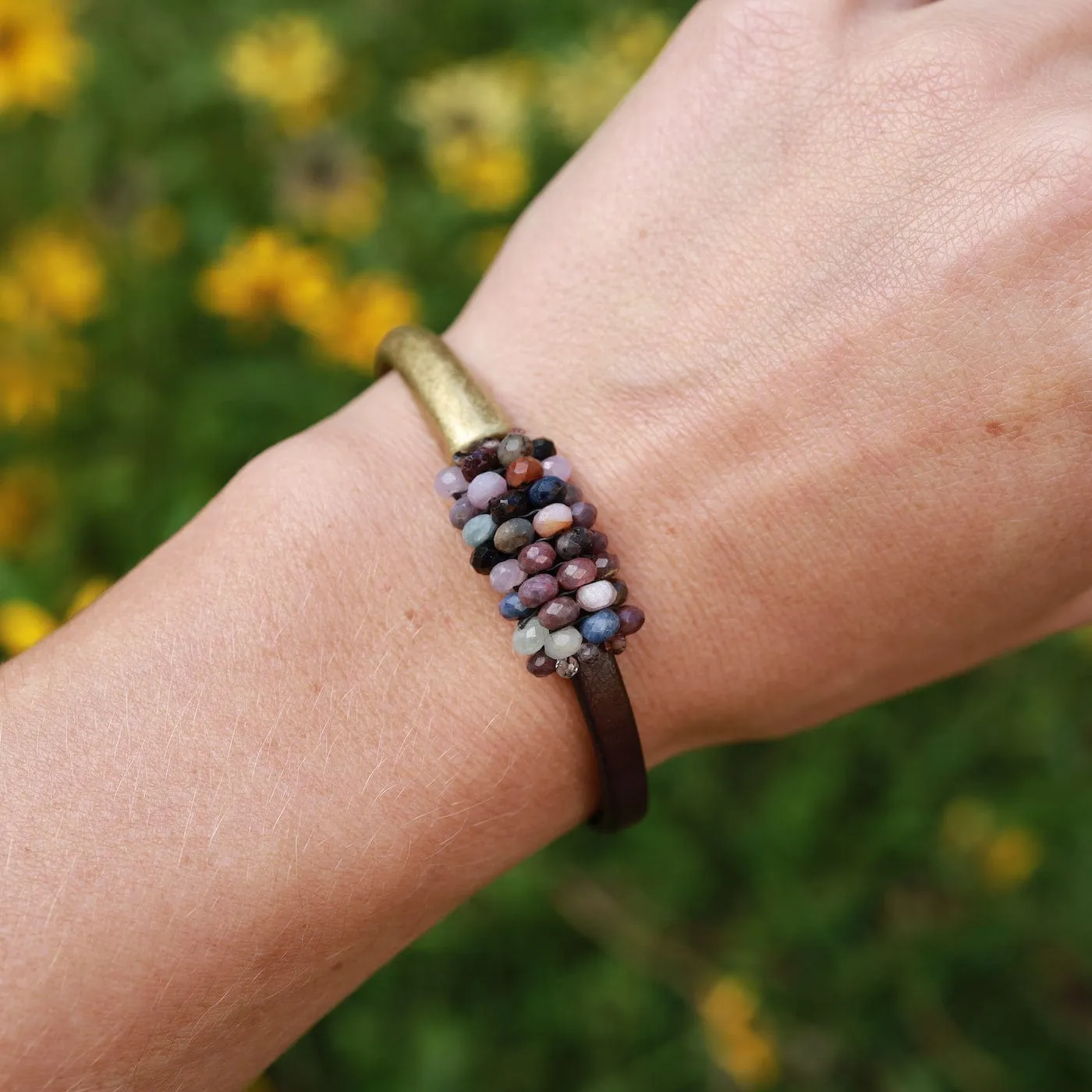 Hand Stitched Ruby & Sapphire Mix Bracelet