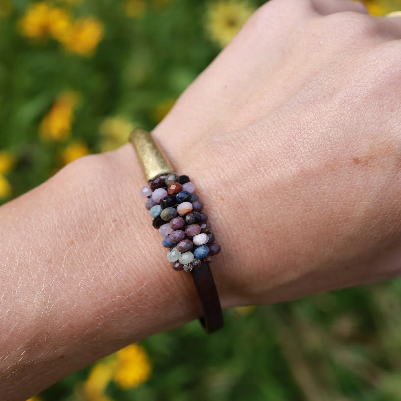 Hand Stitched Ruby & Sapphire Mix Bracelet