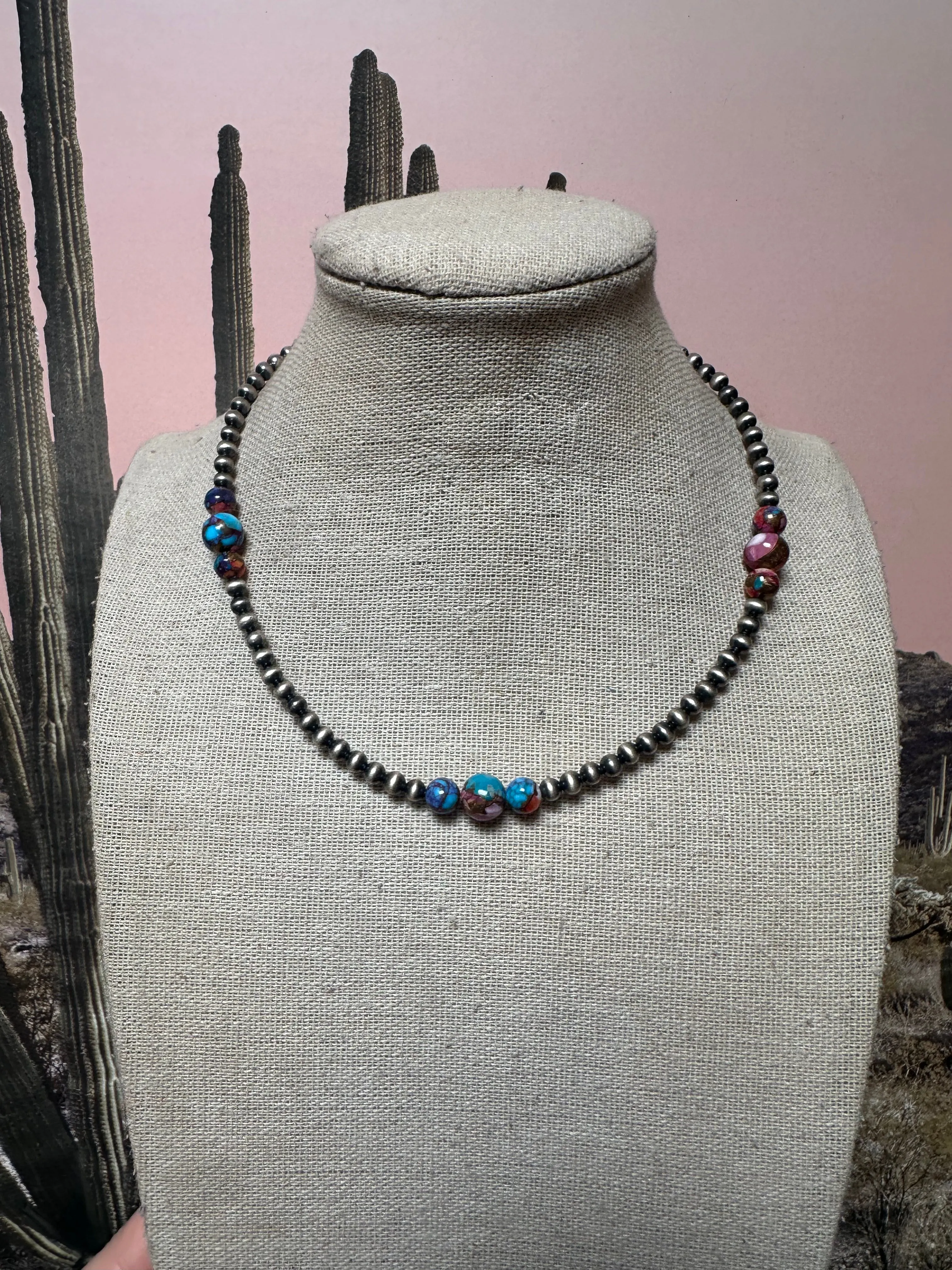 Handmade Pink Dream & Sterling Silver Beaded Necklace