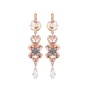 Heart and Flower Dangle Leverback Earrings in "Earl Grey" *Custom*