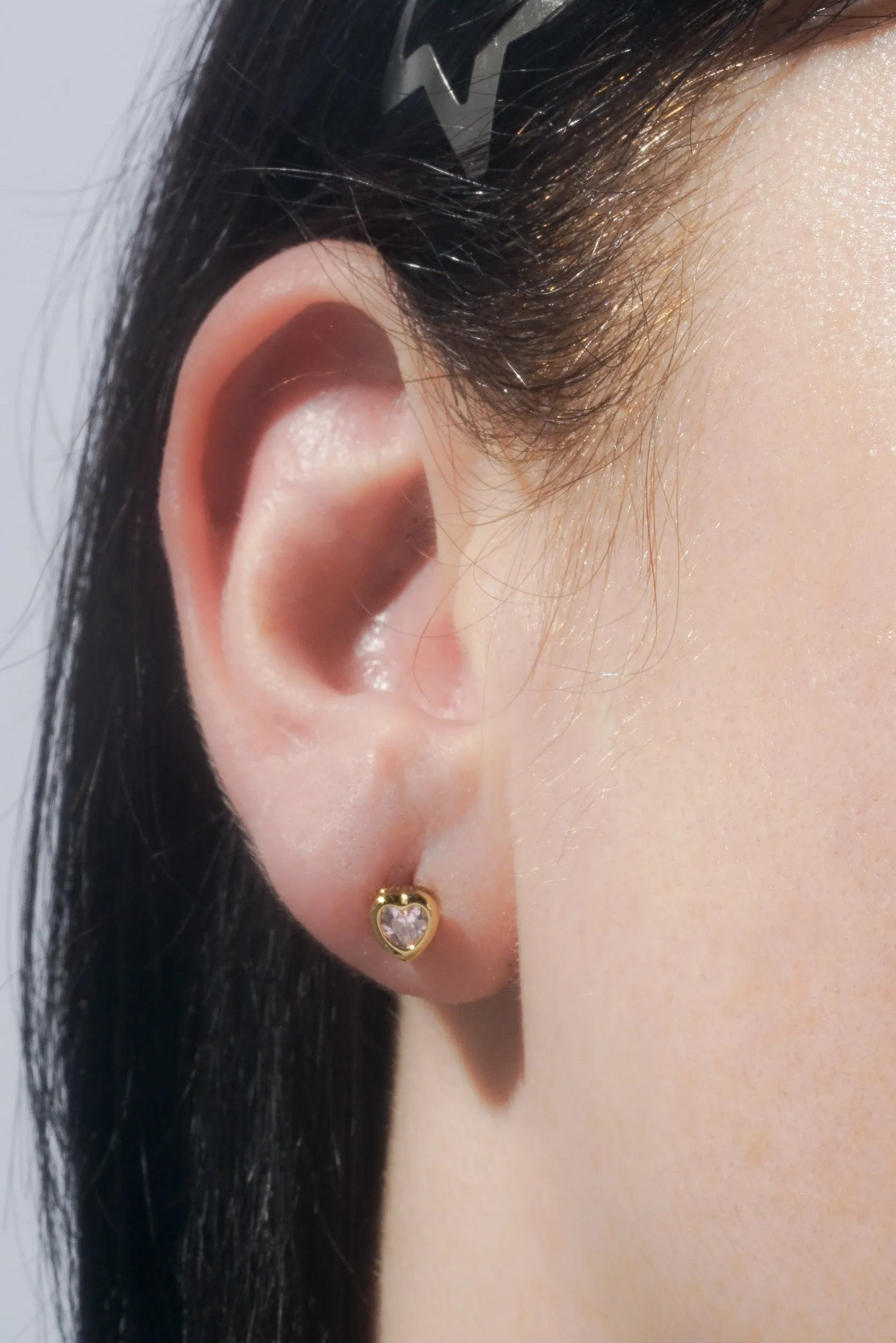 Heart Bezel Studs (Pair)