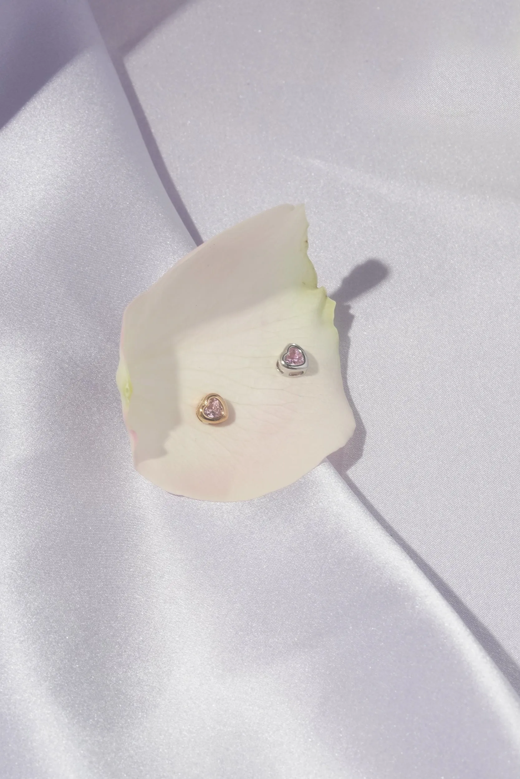 Heart Bezel Studs (Pair)