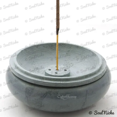 **IMPERFECT FLAWED DISCOUNTED** Green Soapstone Charcoal Incense Burner 503