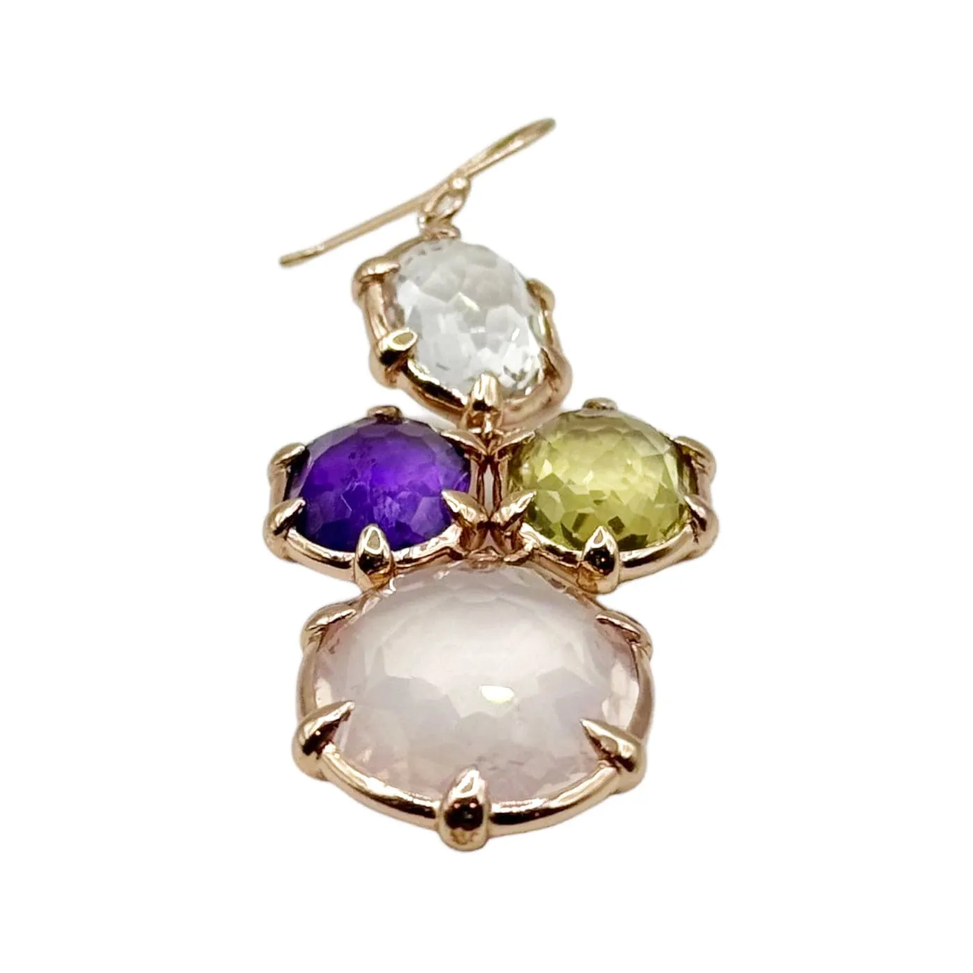 IPPOLITA 925 Sterling Silver Rose Gold Plated 4-Stone Drop Earrings
