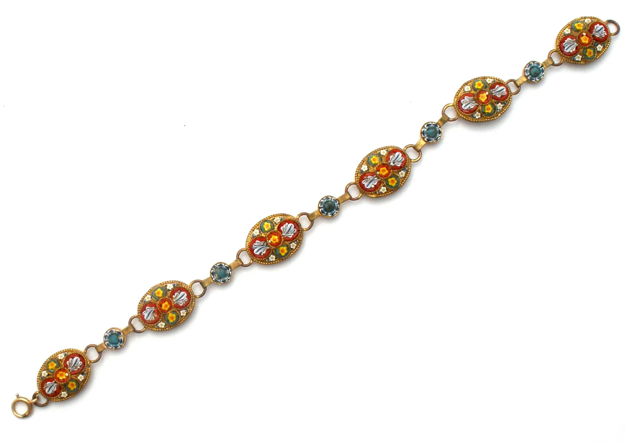 Italian Mosaic Floral Bracelet Gold Filled Vintage