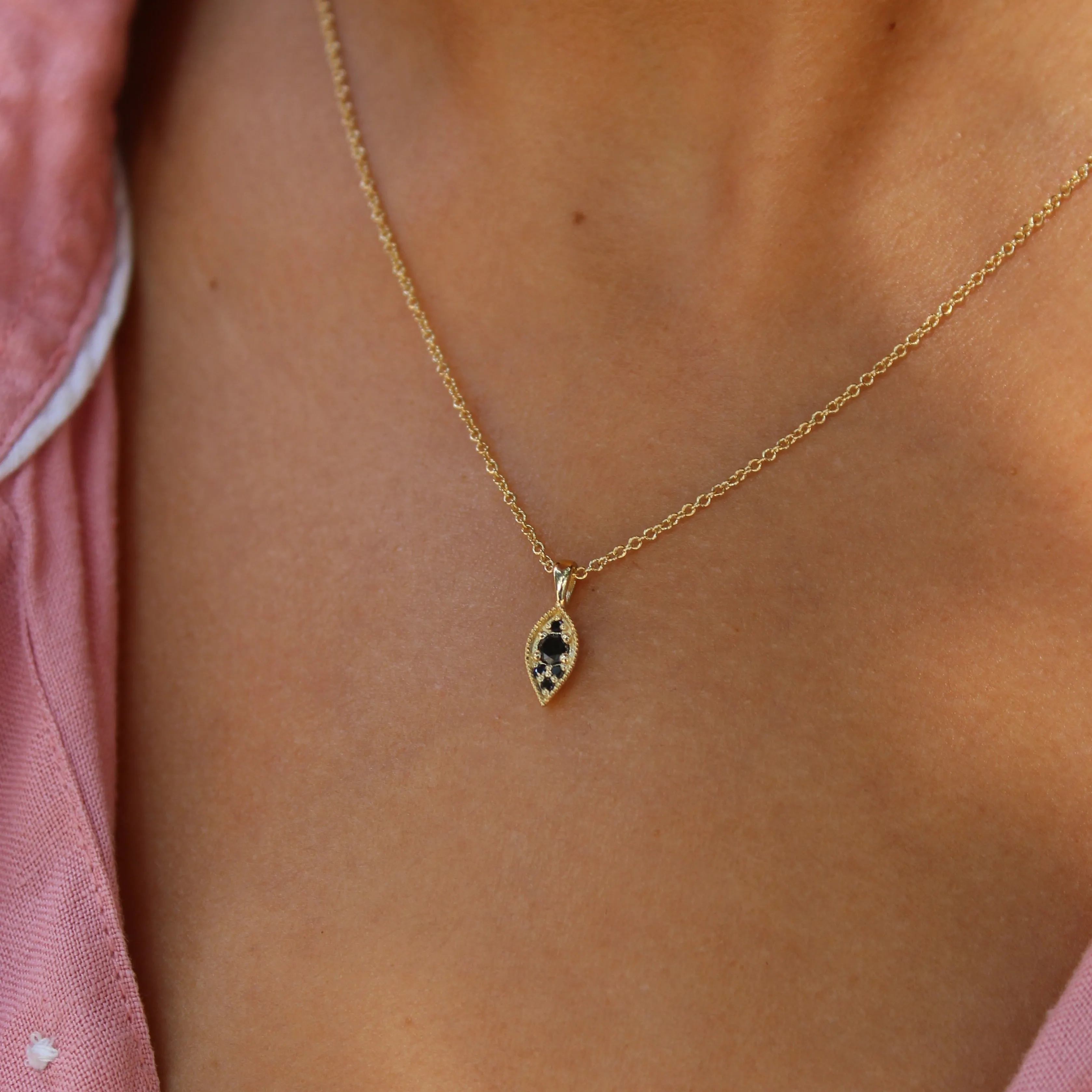 Jane Gold Necklace Black Diamond