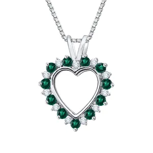 KATARINA 5/8 cttw Diamond with Alternating Emerald Heart Pendant Necklace