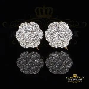 King  of Bling's 925 Yellow Silver 0.66ct VVS 'D' Moissanite Floral Stud Earring Men's/Women's