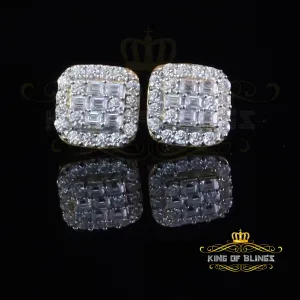 King  of Bling's Yellow 925 Silver 1.50ct VVS 'D' Baguette Moissanite Stud Earrings Men's/Womens