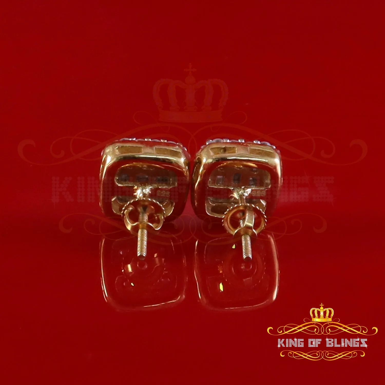King  of Bling's Yellow 925 Silver 1.50ct VVS 'D' Baguette Moissanite Stud Earrings Men's/Womens