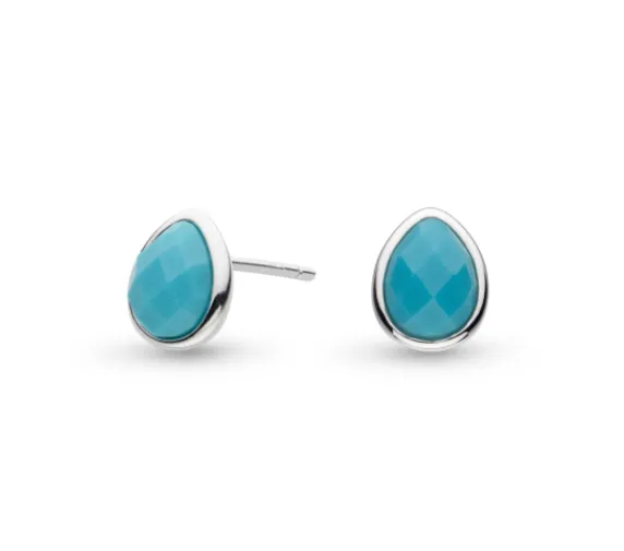 Kit Heath Sterling Silver Rhodium Plated Faceted Magnesite Petite Stud Earrings (SI6891)