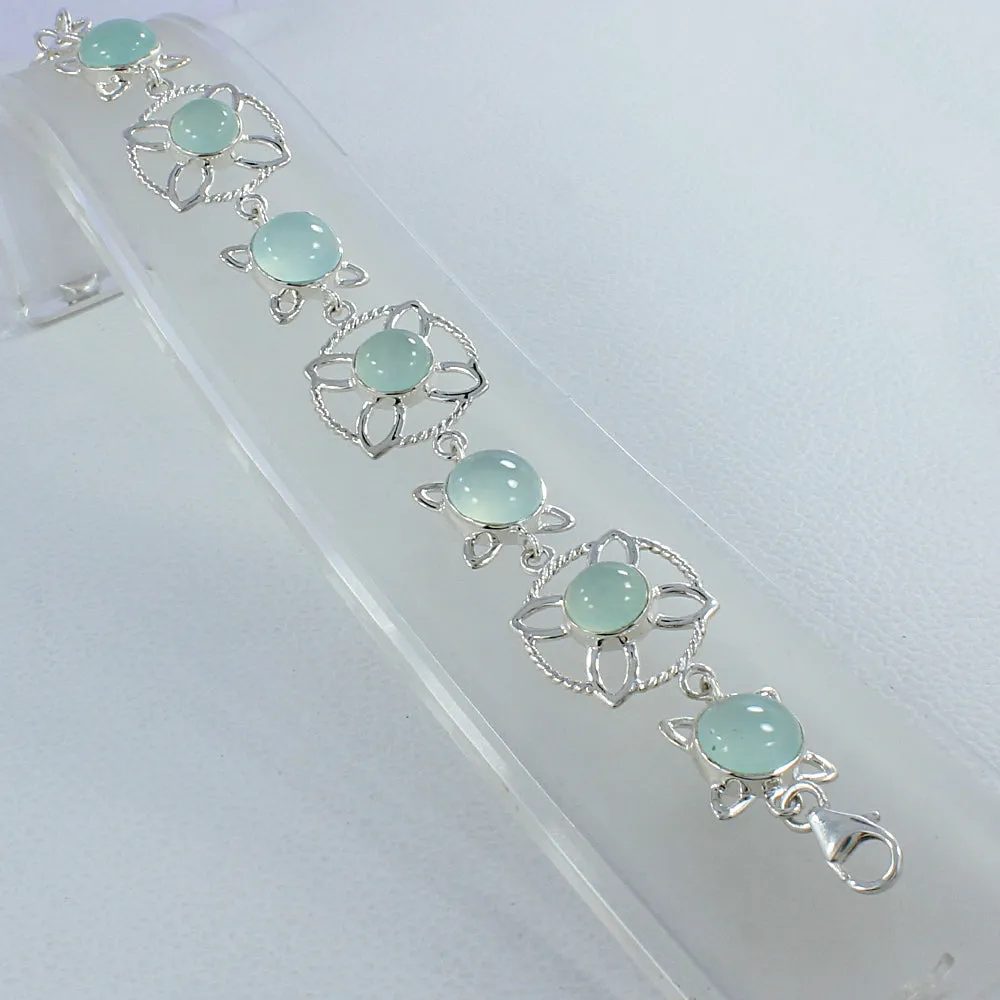 Larimar and Rainbow Moonstone Sterling Silver Bracelets