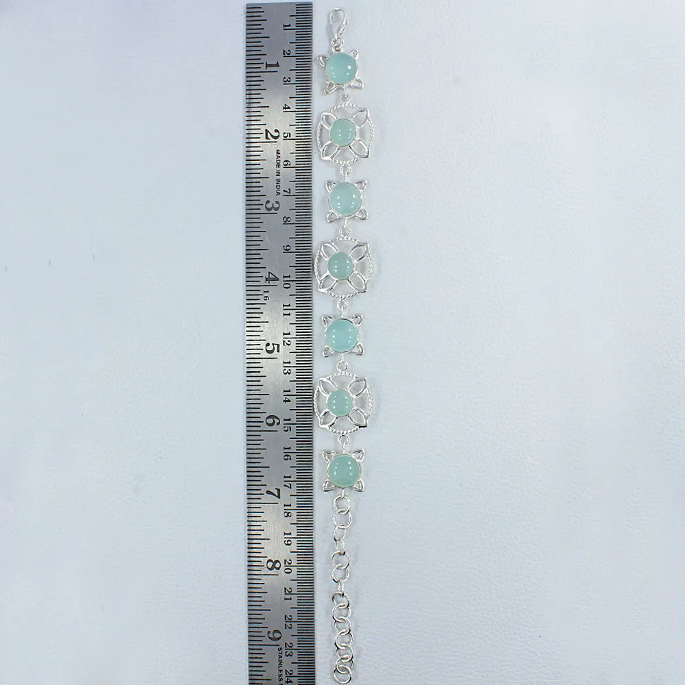 Larimar and Rainbow Moonstone Sterling Silver Bracelets