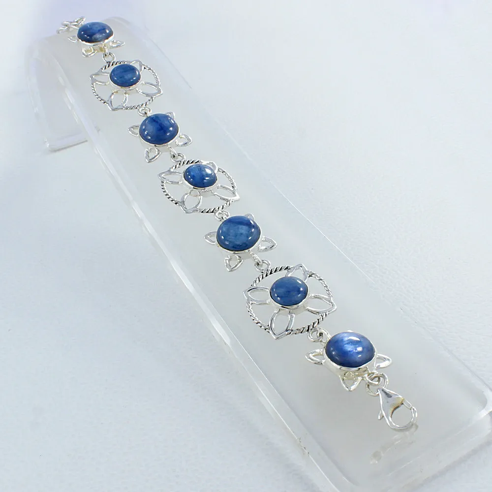 Larimar and Rainbow Moonstone Sterling Silver Bracelets