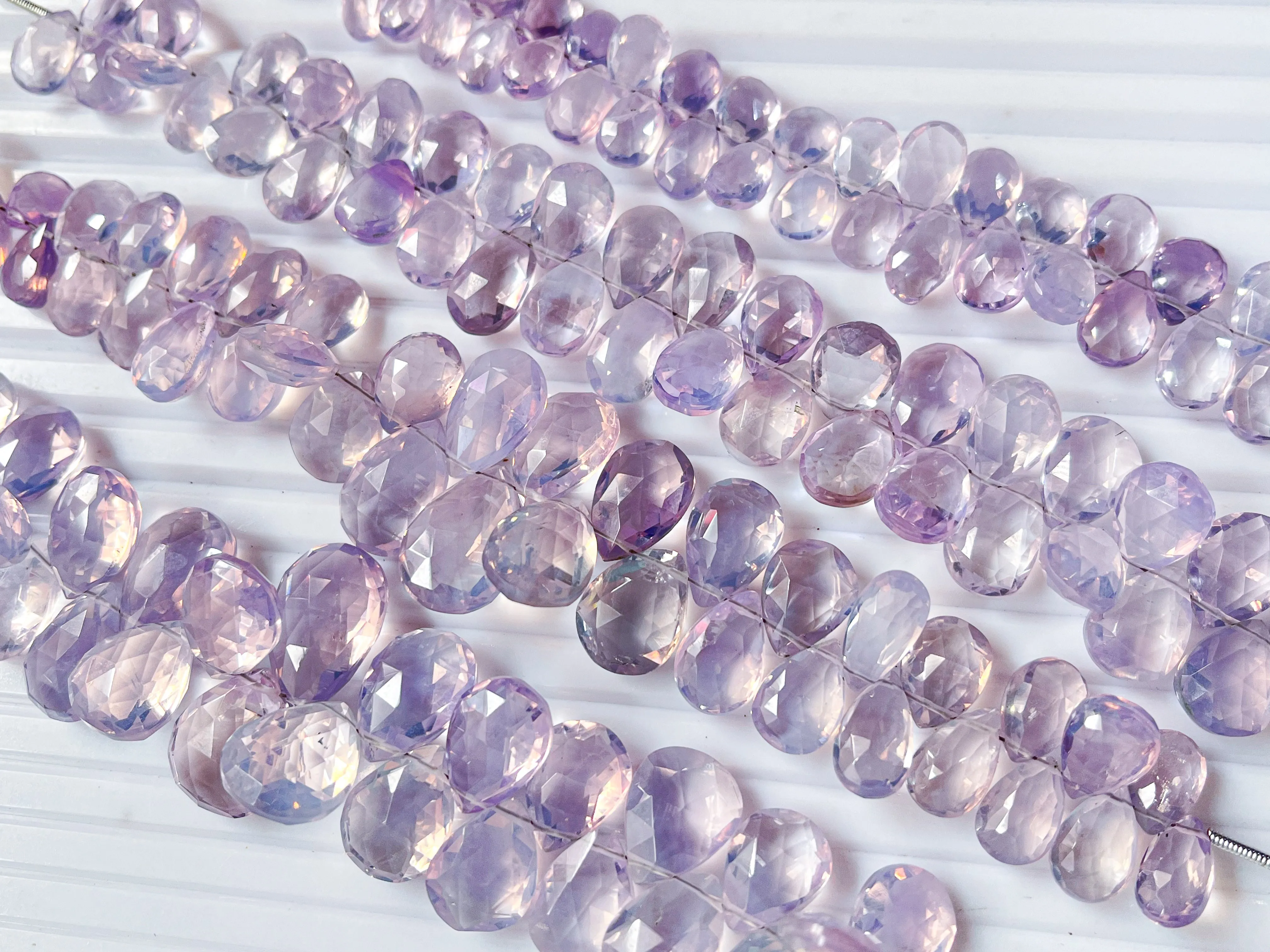 Lavender Quartz faceted pear shape briolette beads