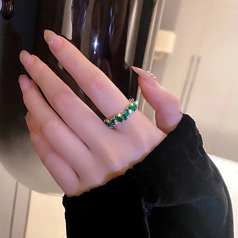 Lavish Emerald Inspired Earrings, Necklace, and Rings Fashion Jewelry