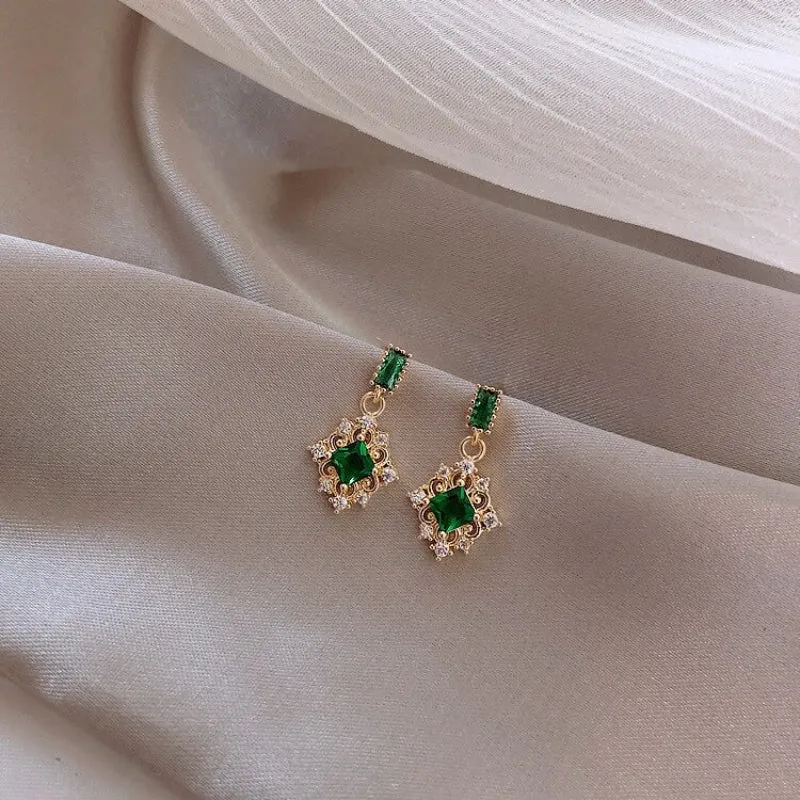 Lavish Emerald Inspired Earrings, Necklace, and Rings Fashion Jewelry