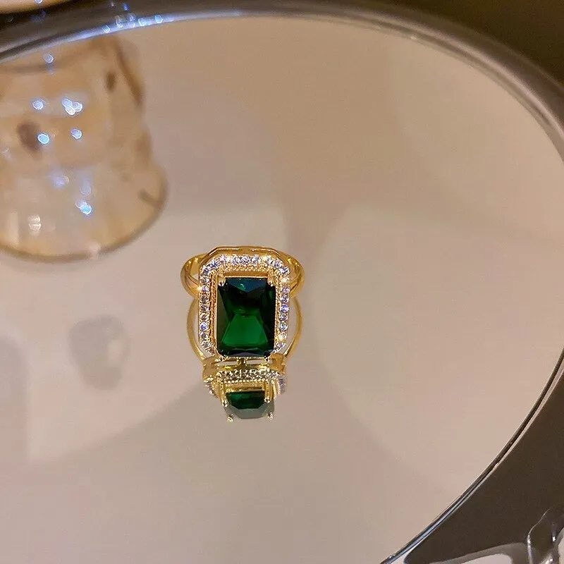 Lavish Emerald Inspired Earrings, Necklace, and Rings Fashion Jewelry