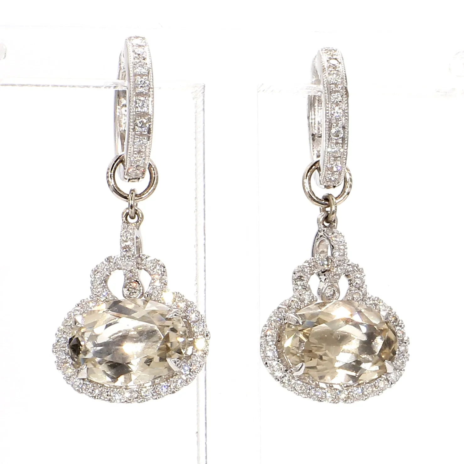 Lemon Quartz Diamond Earrings