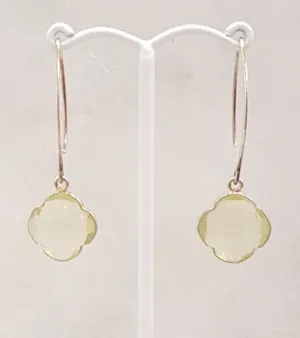Lemon Quartz Single Gem Drop V-hook Earrings