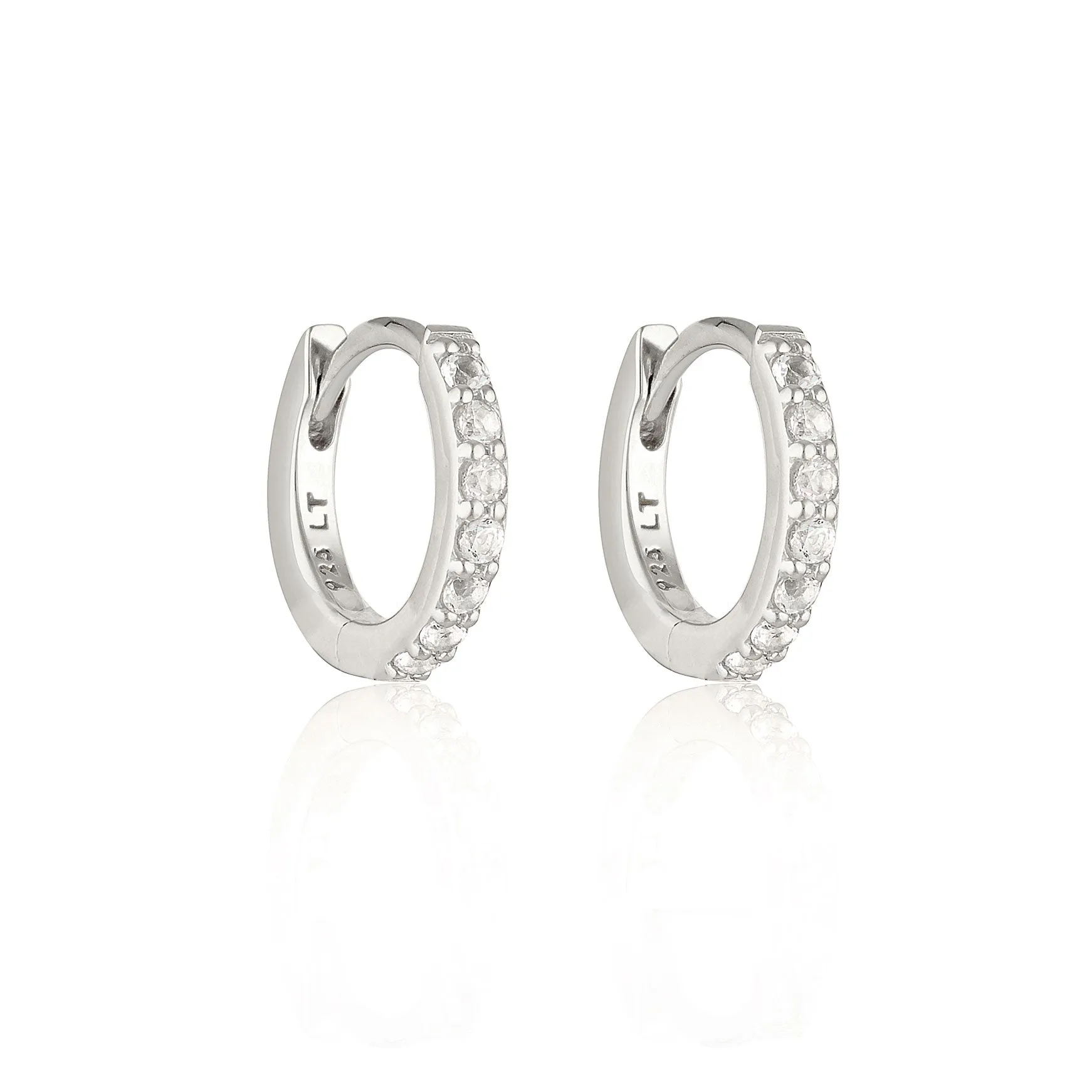 Linda Tahija White Topaz Alpha Huggies, Gold or Silver
