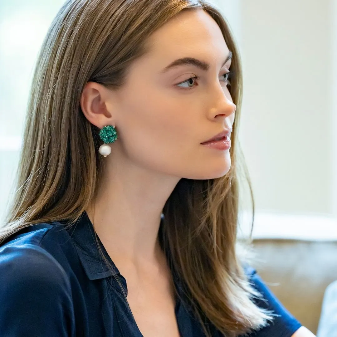 Liz Cotton Pearl Green Earrings