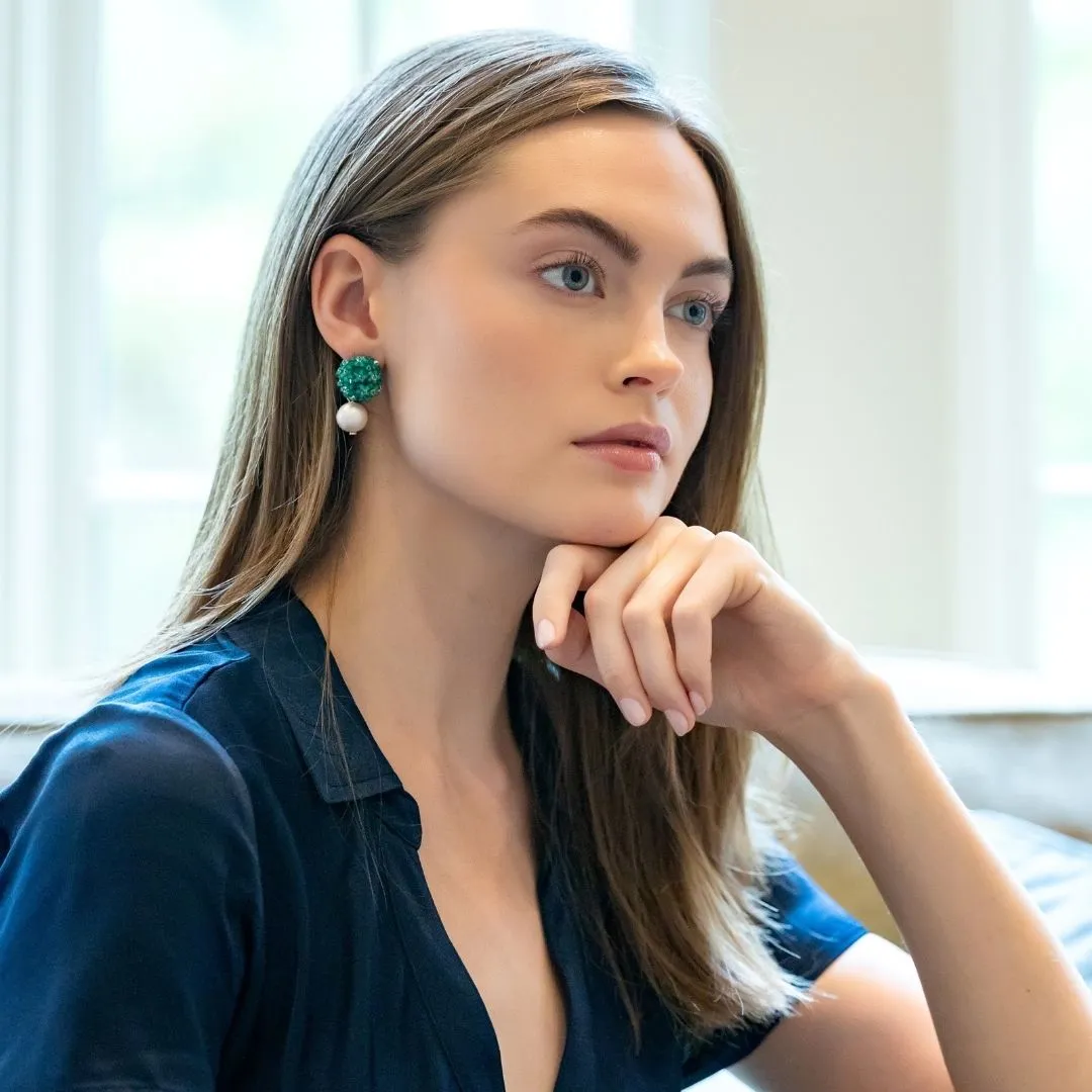 Liz Cotton Pearl Green Earrings