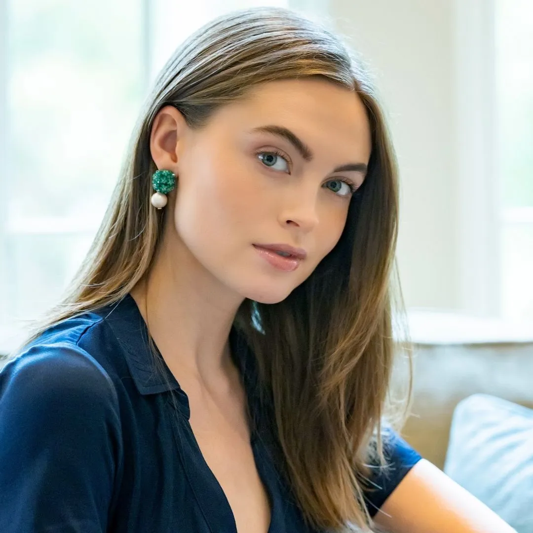 Liz Cotton Pearl Green Earrings