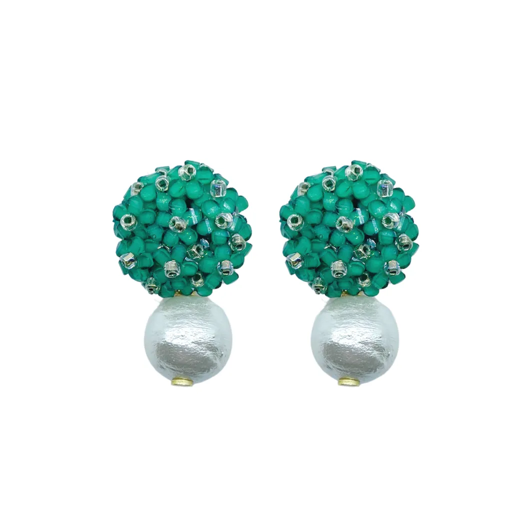 Liz Cotton Pearl Green Earrings