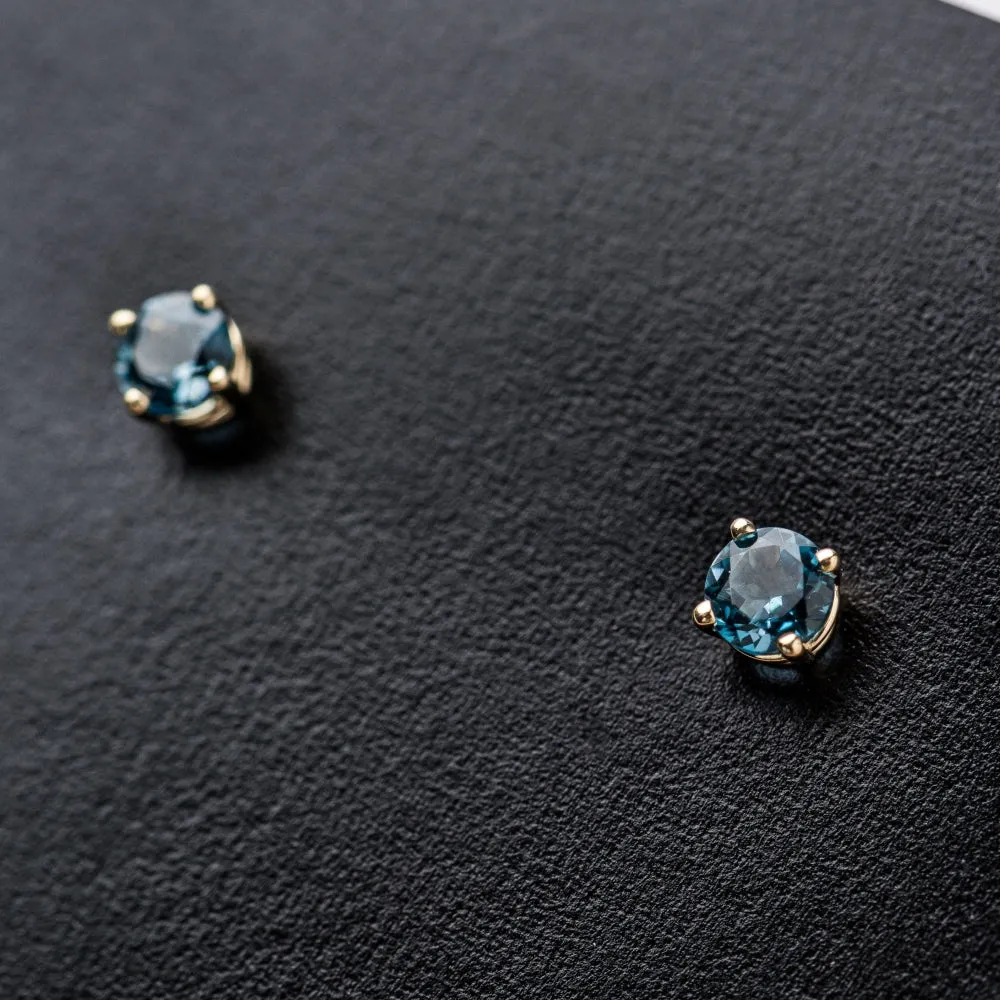London Blue Topaz Prong-Set Stud Earrings in 14k Gold