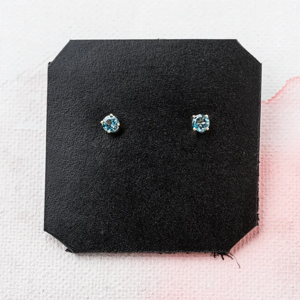 London Blue Topaz Prong-Set Stud Earrings in 14k Gold