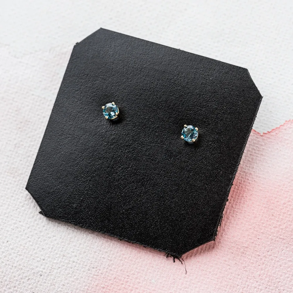 London Blue Topaz Prong-Set Stud Earrings in 14k Gold