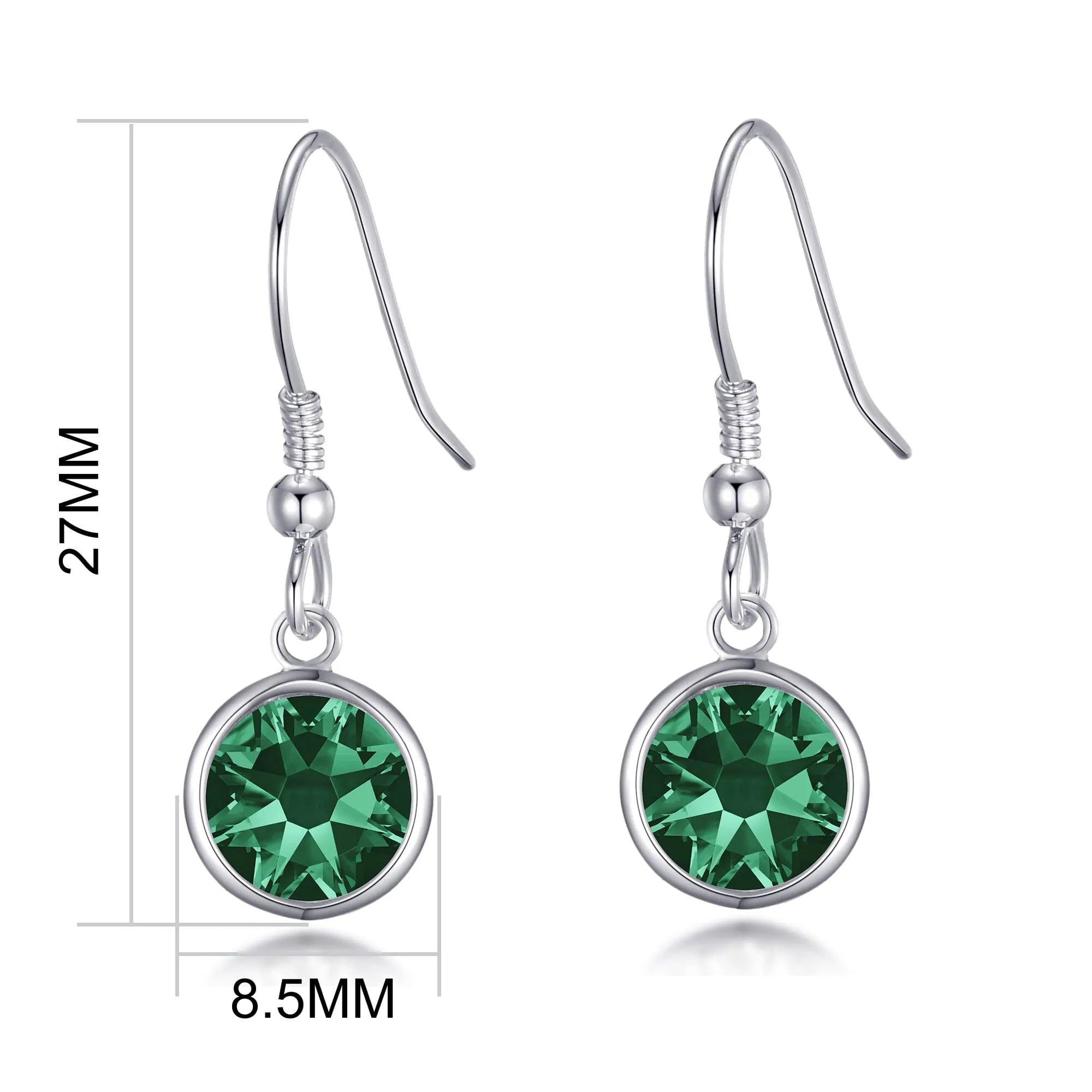 May Birthstone Drop Earrings Created with Emerald Zircondia® Crystals