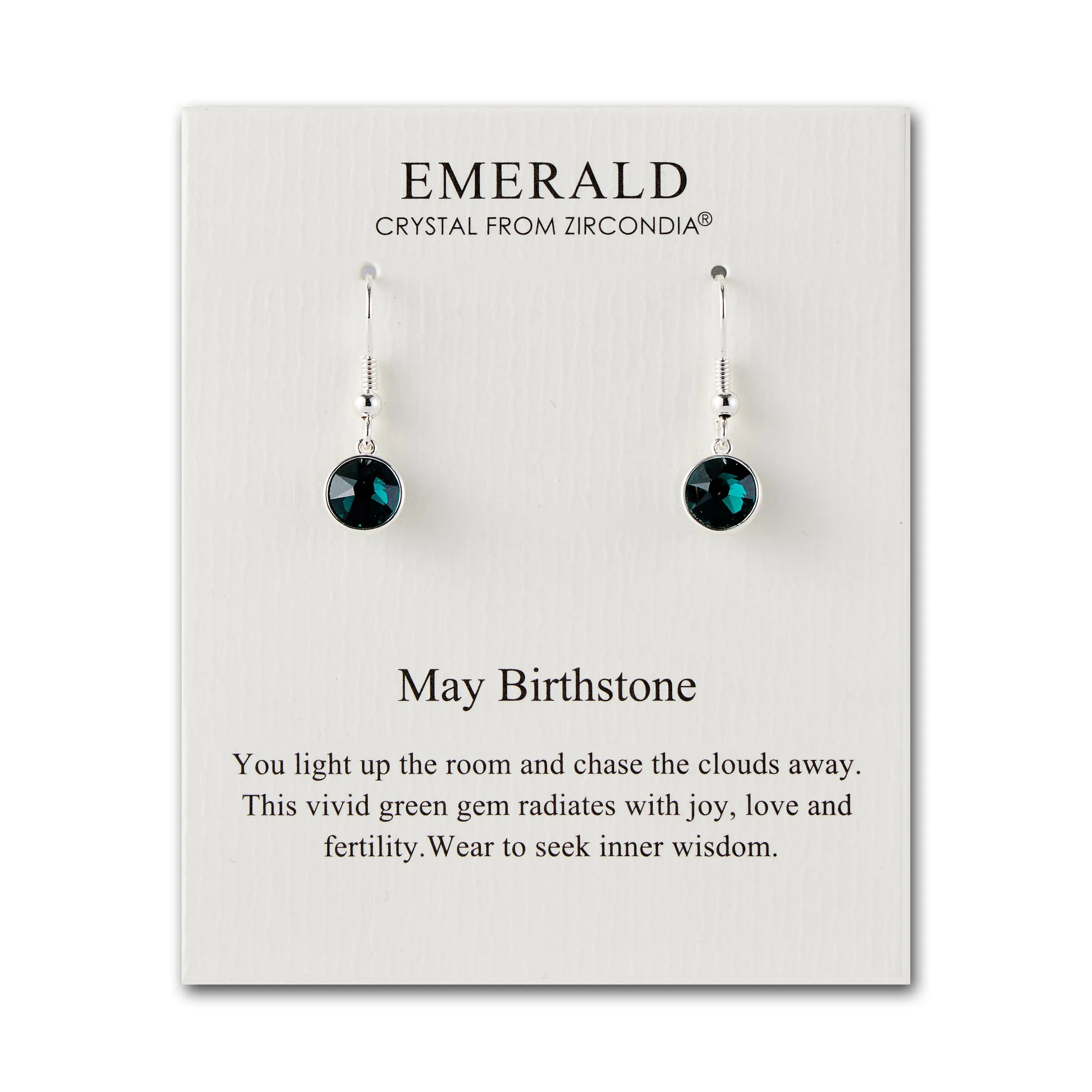 May Birthstone Drop Earrings Created with Emerald Zircondia® Crystals