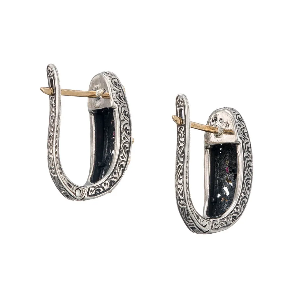 Meadow Shadows Ruby Flower Faux Hoop Earrings
