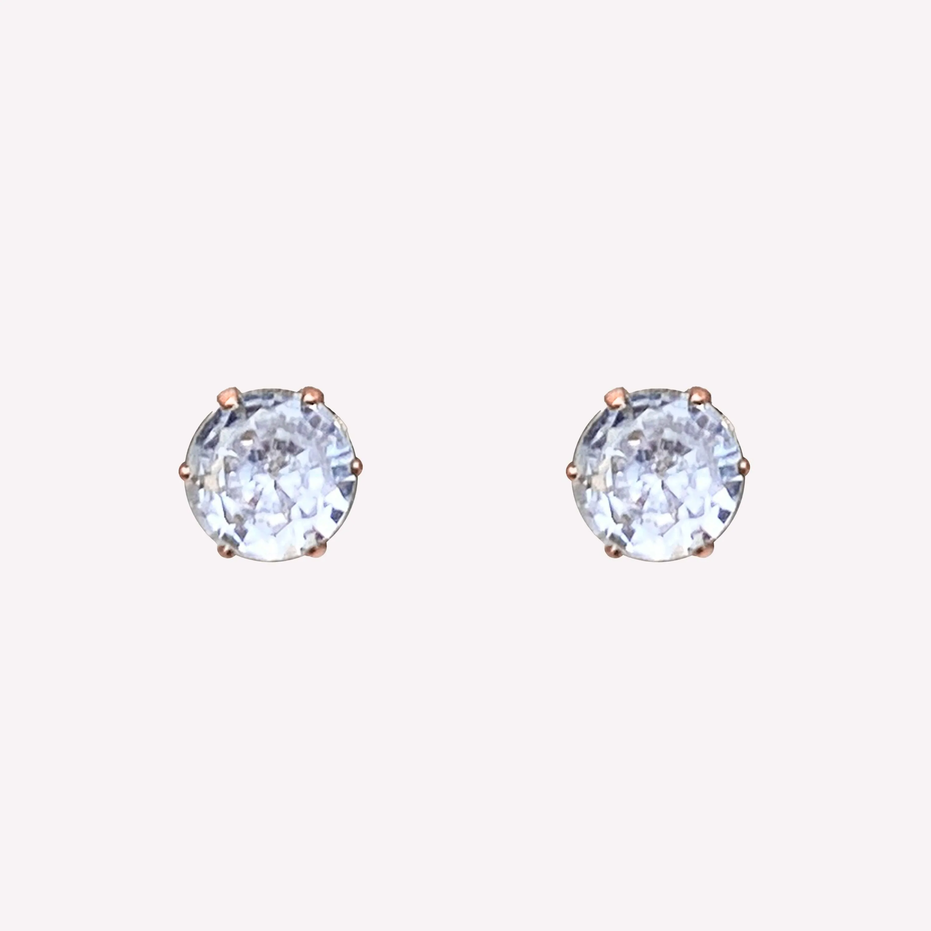 MEDIUM RHINESTONE STUD EARRINGS IN ROSE GOLD