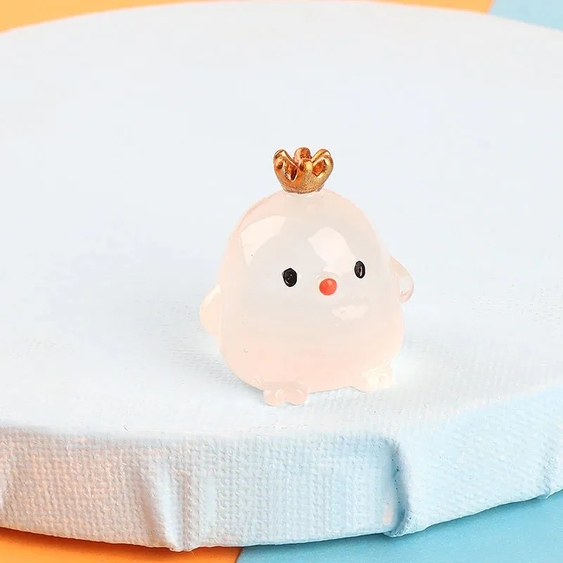 Micro Crowned Glowing Chicken Figures