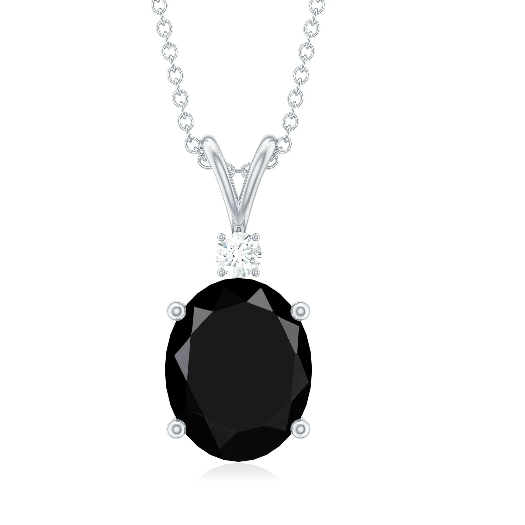 Minimal Lab Grown Black Diamond Solitaire Pendant Necklace with Moissanite