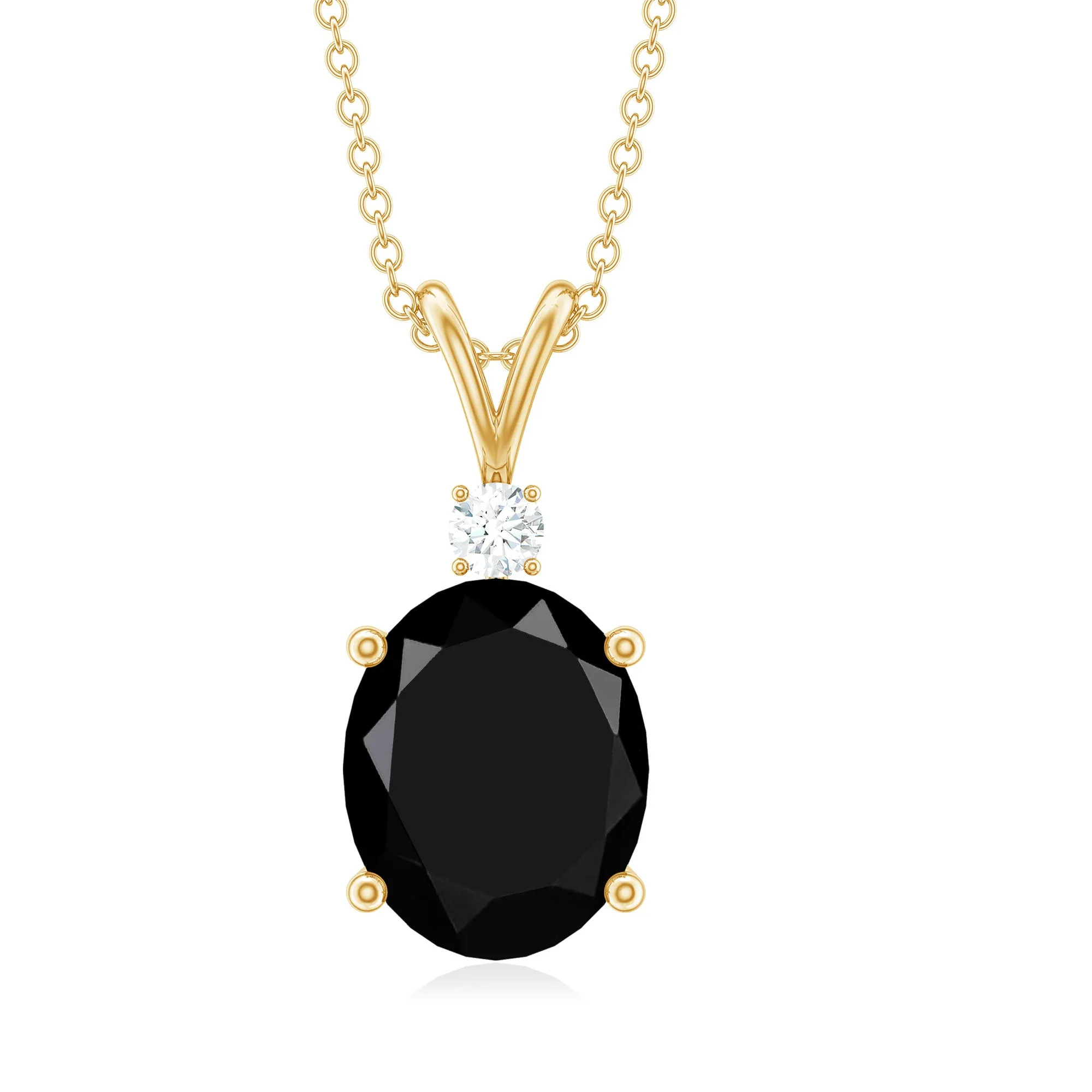 Minimal Lab Grown Black Diamond Solitaire Pendant Necklace with Moissanite