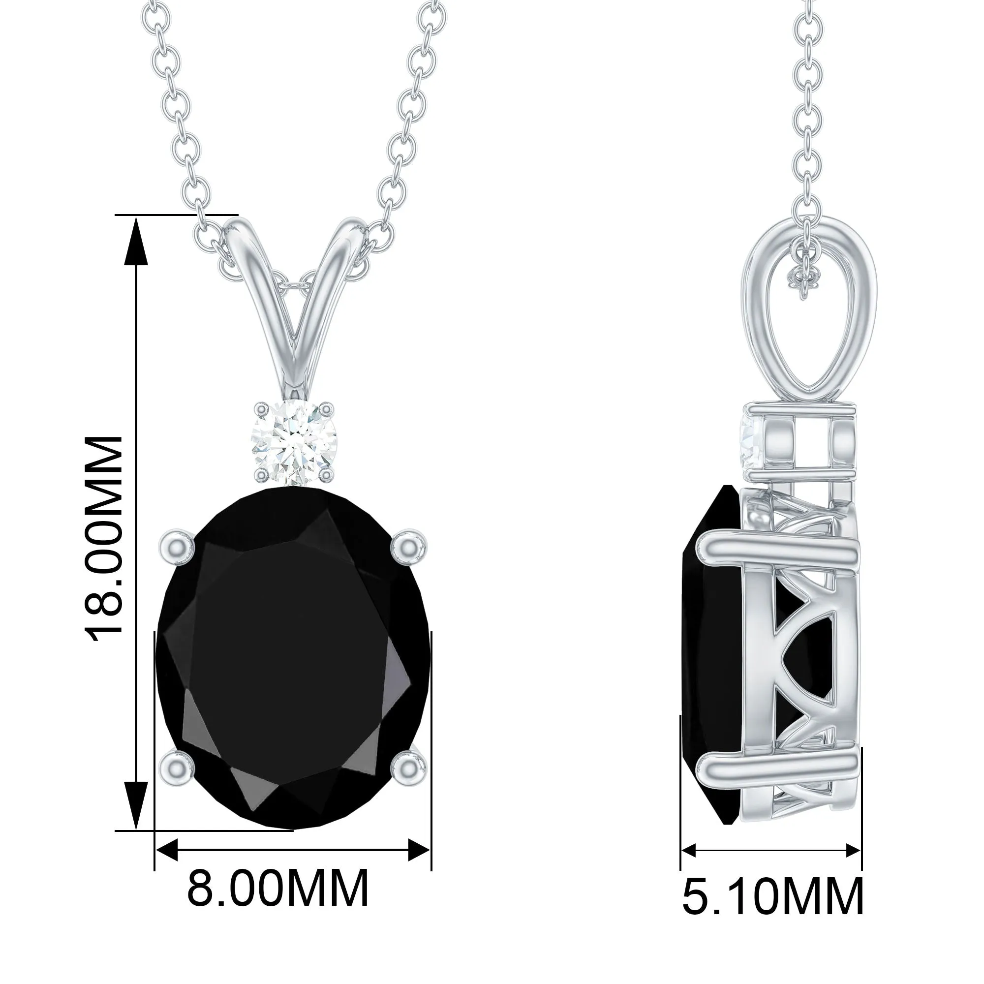Minimal Lab Grown Black Diamond Solitaire Pendant Necklace with Moissanite