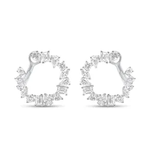 Mixed-Shape Diamond Front-Facing Hoop Earrings