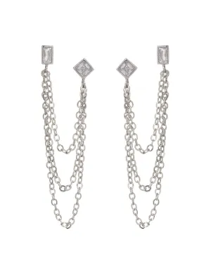 Mixte Cascading Chain Studs- Silver