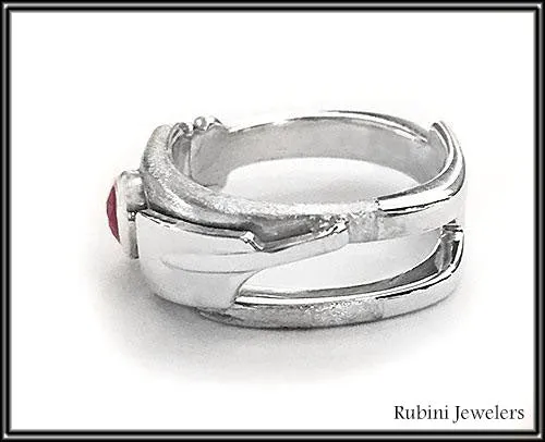 Modern Split Square Rowing Ring with Ruby