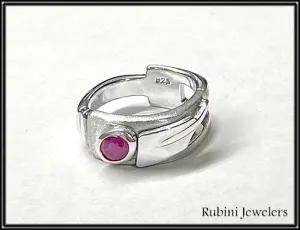 Modern Split Square Rowing Ring with Ruby